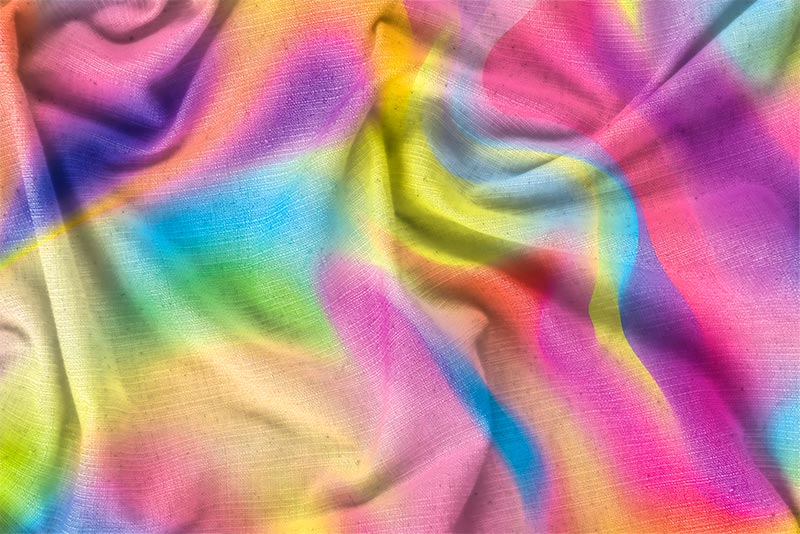 Detailed close-up preview of the healing colorful rainbow jacket pattern.